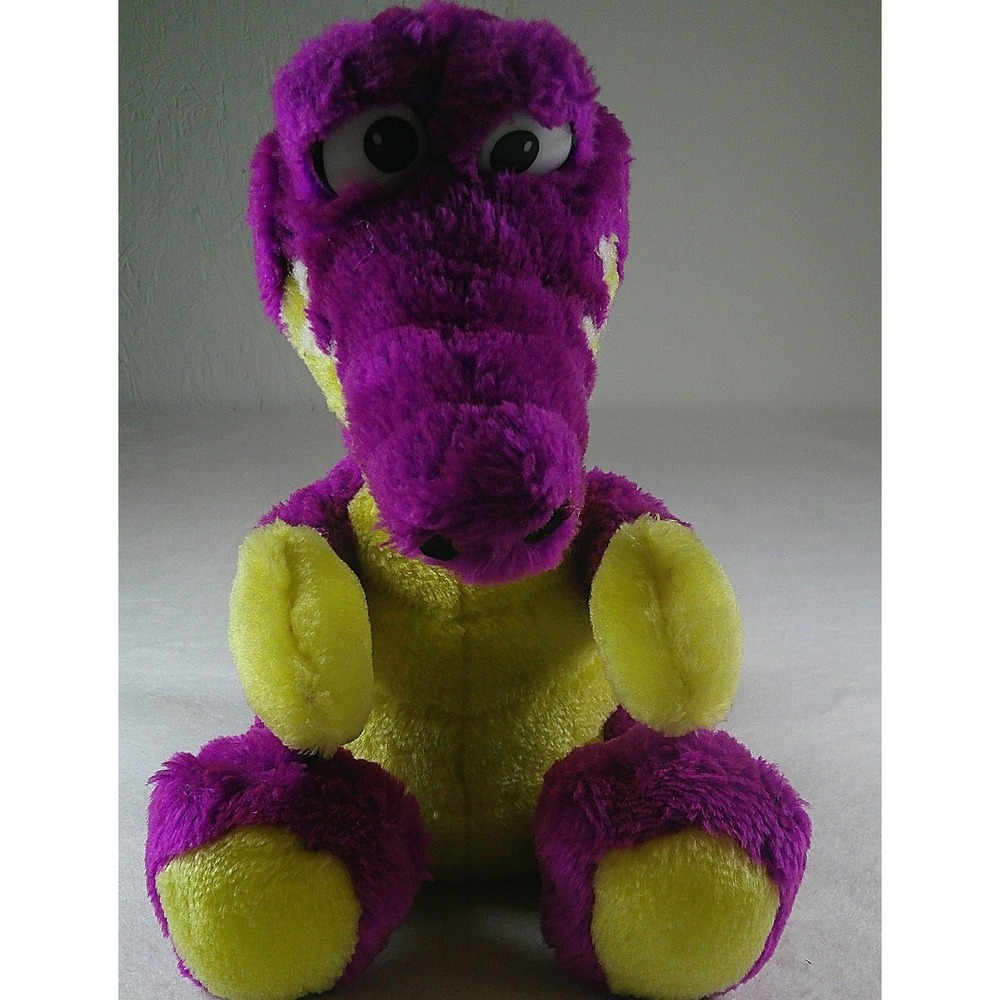 Vintage 1994 Nanco Purple and Yellow Dinosaur‎ Plush Stuffed Animal 90s Toy
